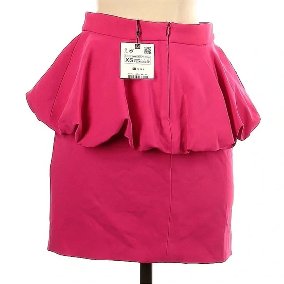 Zara Pink Ruffle Peplum Mini Party Chic Skirt Women’s Size XS NWT - Picture 3 of 3